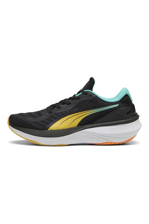 Puma, Uniszex futócipő, Fekete/Vízkék/Sáfránysárga