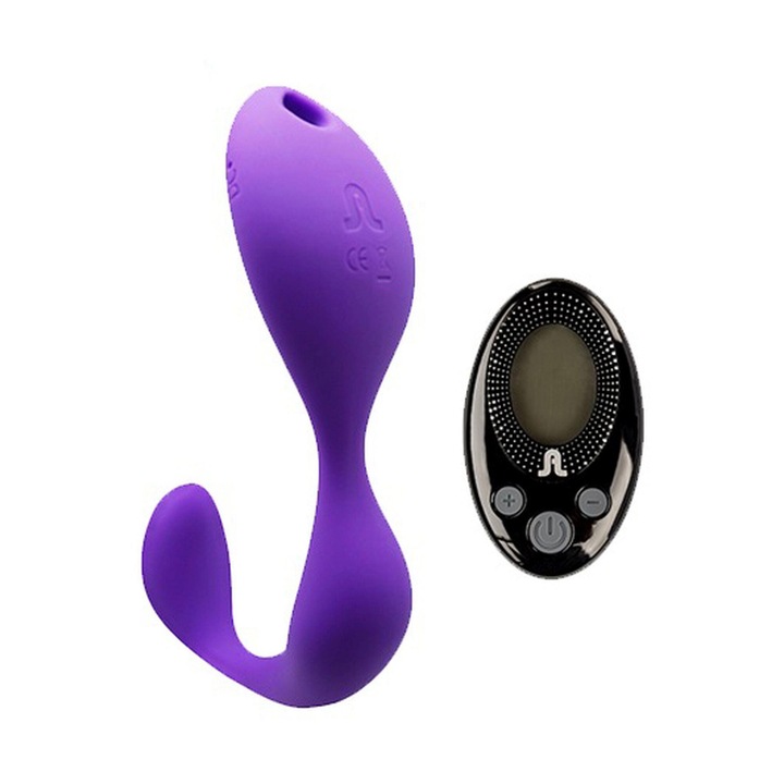 Vibrator dublu cu telecomanda, adrien lastic, 10 intensitati, culoare neagra, set cu husa de depozitare