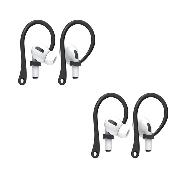 Fejhallgató tok, 2 pár, szilikon, csúszásgátló, fekete, univerzális