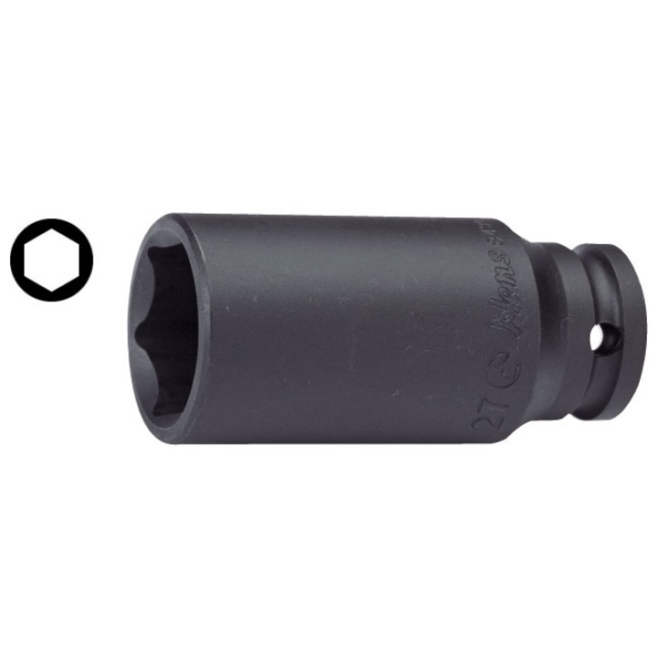 Cheie tubulara de impact, profil hexagonal, prindere 1/2 inch, deschidere cheie 16 mm, lungime 80 mm, crom molibden