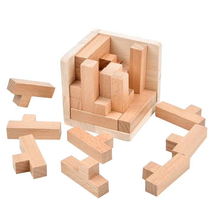 Игри за памет и интелигентност, дървени кубчета, комплект, умения за координация, логическо мислене