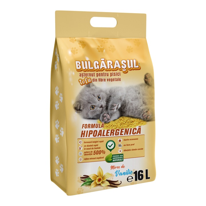 Asternut TOFU XTREME pentru Pisici – Vanilie, Ultra Absorbant, 100% Biodegradabil, 16L (6.6 kg)