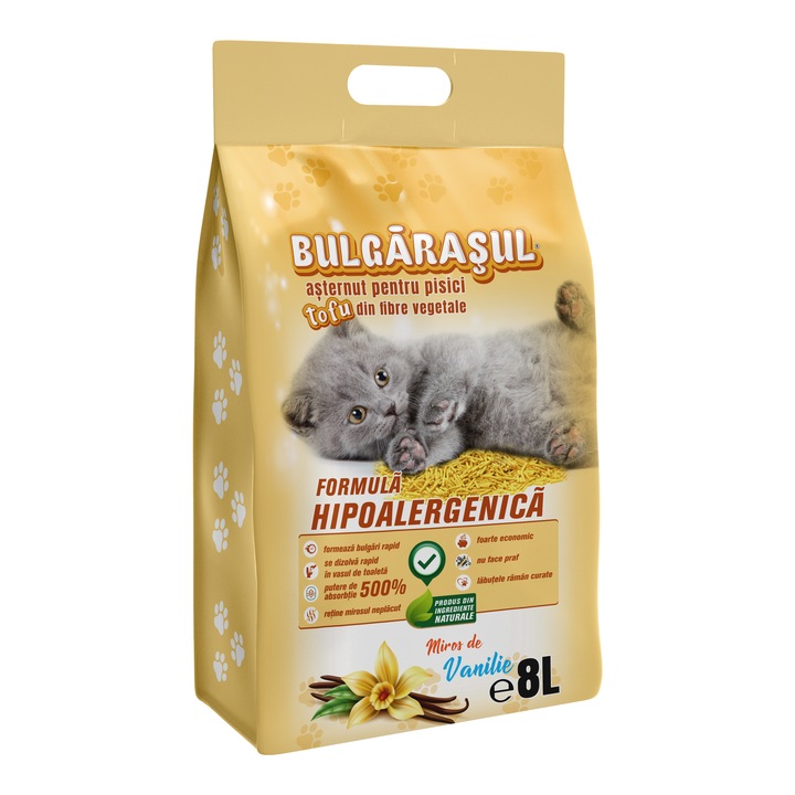 Asternut TOFU XTREME pentru Pisici – Vanilie, Ultra Absorbant, 100% Biodegradabil, 8L (3.3 kg)