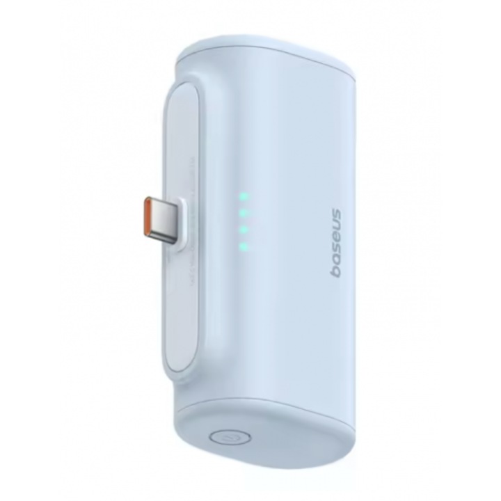 Външна батерия Baseus Compact power bank, капацитет 5000mAh, 20W, 1 x USB Type-C, общо 5V/2.4A, син