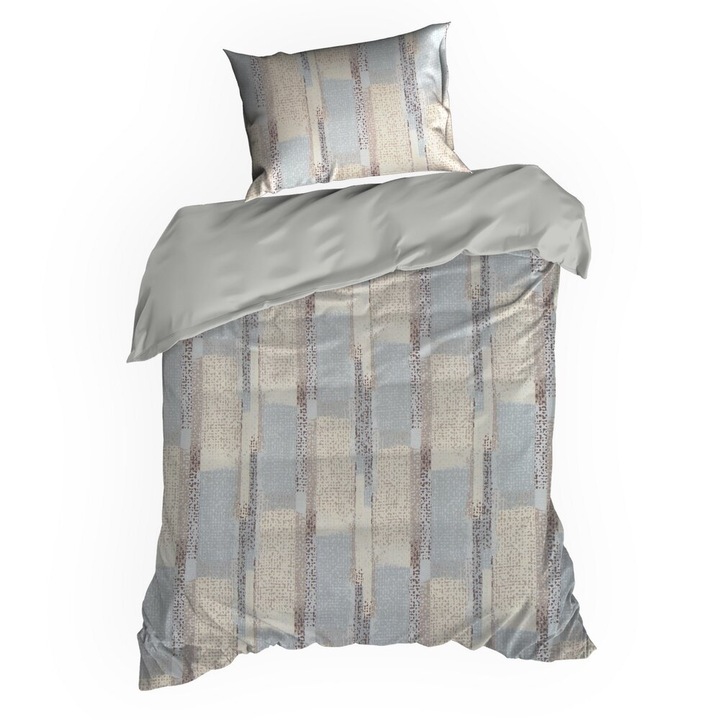 Lenjerie de pat ALLISON 140x200 Design91 bej albastru gri geometric acuarela