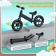 Bicicleta Fara Pedale Elindor®, Roti 12", Scaun Reglabil, Cadrul Otel Carbon, Ghidon Rotativ 360°, Usoara si Rezistenta, Potrivita in Interior si Exterior, Negru