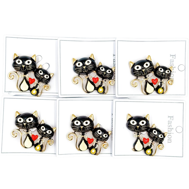 6 tűs bross készlet, NEVERMORE, fém, B2518, 4 cm, többszínű