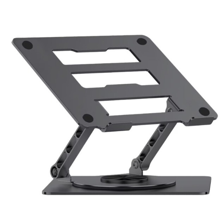 Suport ergonomic pentru laptop si tableta, ajustabil, rotativ 360°, pliabil, gri, 10x17 inch