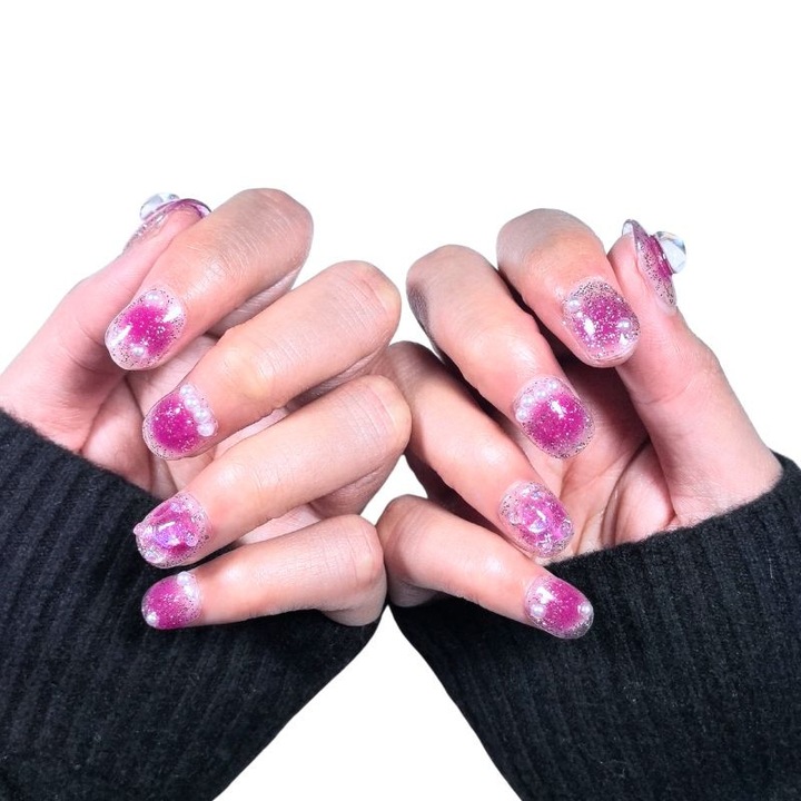 Joyo 10 Unghii False Presate Manual Design Scurt Coffin & Zmeura Acrilice Rezistente la Apa Pentru Fete si Adolescenti (Set Kawaii)