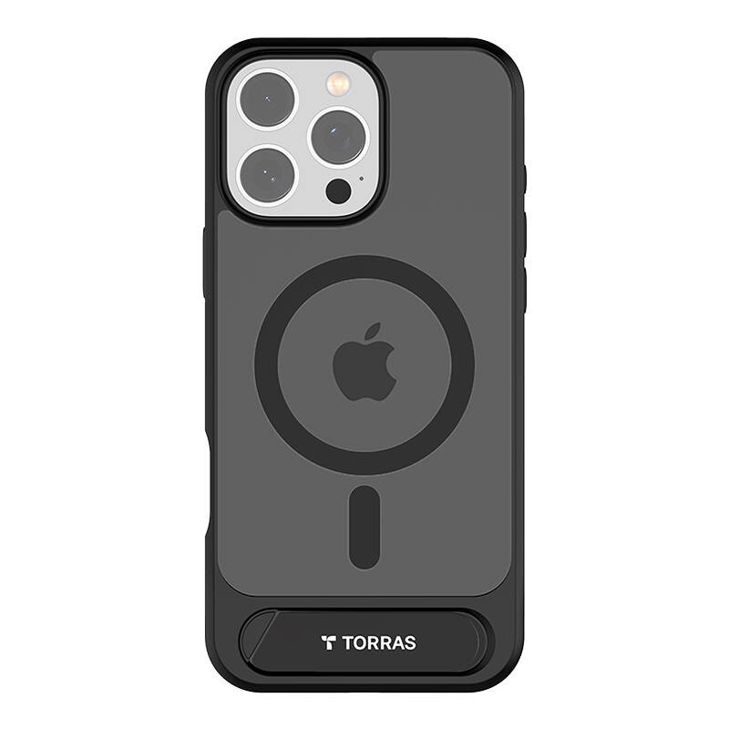 Carcasa Torras Pstand Series cu suport compatibila cu iPhone 16 Pro, Negru