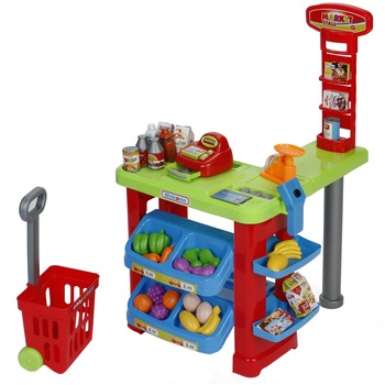 Set M-Toys, Supermarket, cu casa de marcat, scanner, rafturi, lumini si sunete Set M-Toys, Supermarket, cu casa de marcat, scanner, rafturi, lumini si sunete