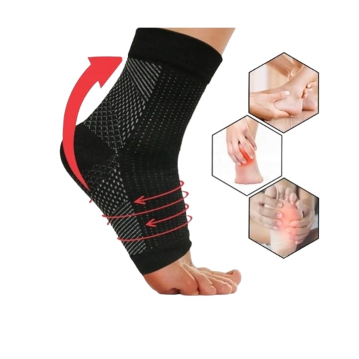 Suport ortopedic pentru glezna, Wegner, marime XL, negru, 8-11,5 cm