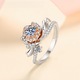 Inel din argint 925 cu piatra moissanite, design retro artistic, culoare roz aurie, marimea 9