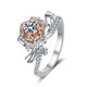Inel din argint 925 cu piatra moissanite, design retro artistic, culoare roz aurie, marimea 9