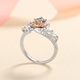 Inel din argint 925 cu piatra moissanite, design retro artistic, culoare roz aurie, marimea 9