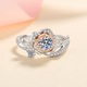Inel din argint 925 cu piatra moissanite, design retro artistic, culoare roz aurie, marimea 9