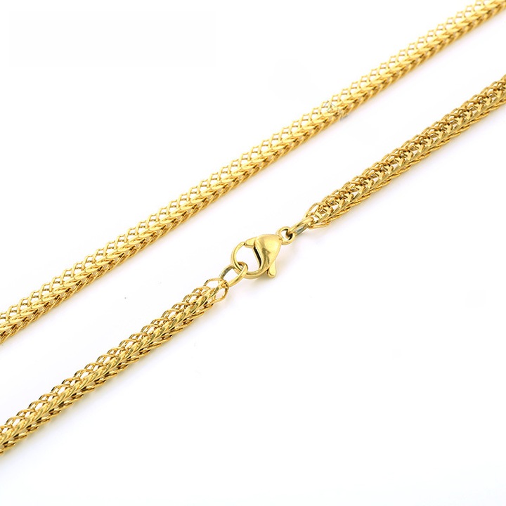 Colier unisex, Fokelyi, design cu lant circular, auriu, inox, 3.2mm latime