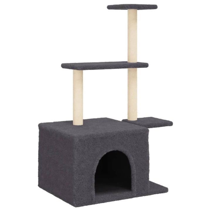 Ansamblu pisici cu stalpi din funie sisal vidaXL, gri inchis, 83 cm