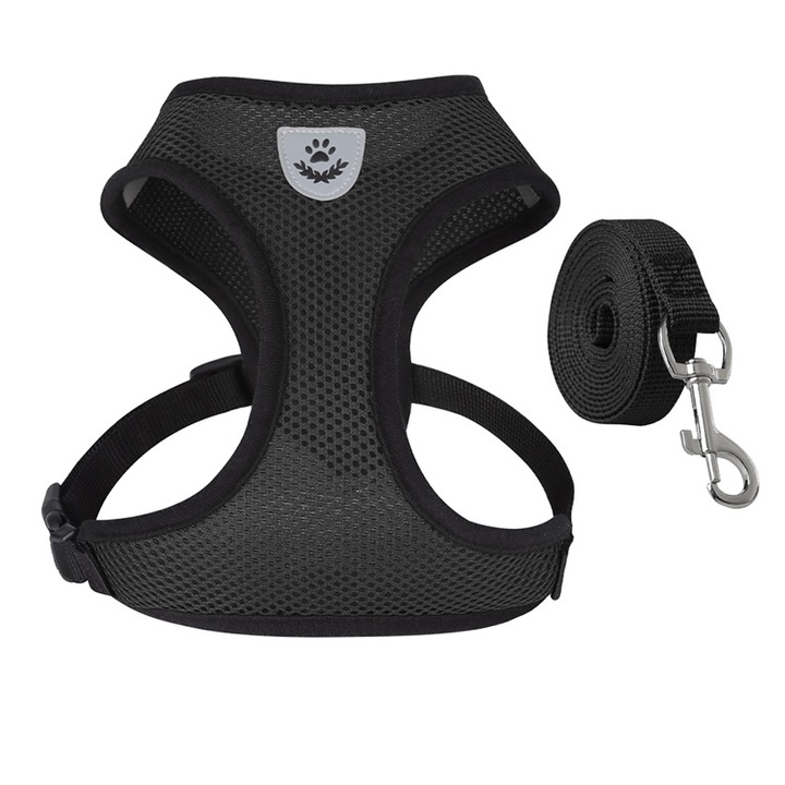 Set Ham si lesa, pentru caini si pisici, respirabila, S, Negru