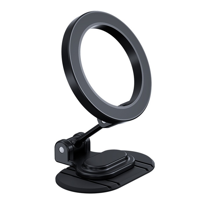 Autós telefontartó, mágneses rögzítésű, állítható, 360°-ban forgatható, fekete