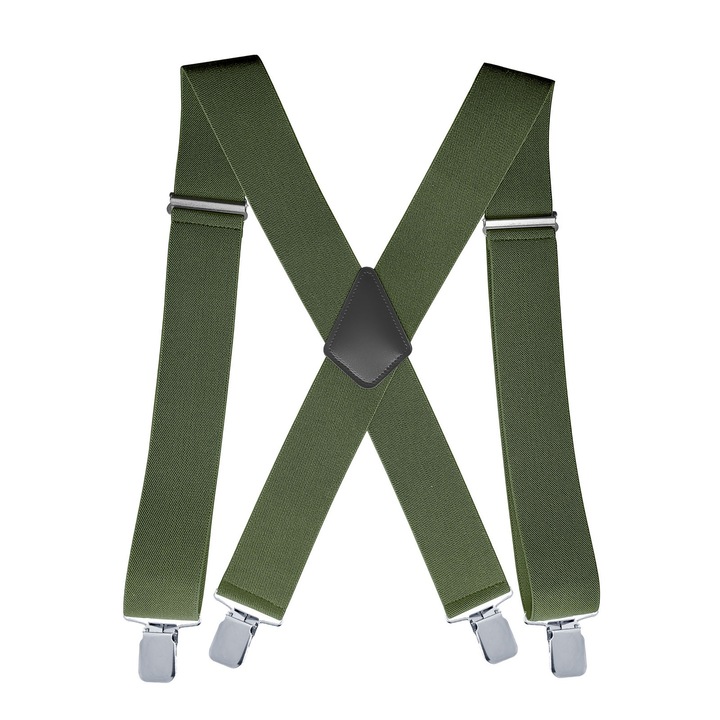 Bretele, SINBINTA, Bretele elastice reglabile, Bretele pentru barbati rezistente, Cu strong clips, 4 puncte prindere, Tip Y, Convenabil de utilizat, Pentru tinute de nunta, tinuta de lucru, rochie de petrecere, Poliester/Elastic, Verde