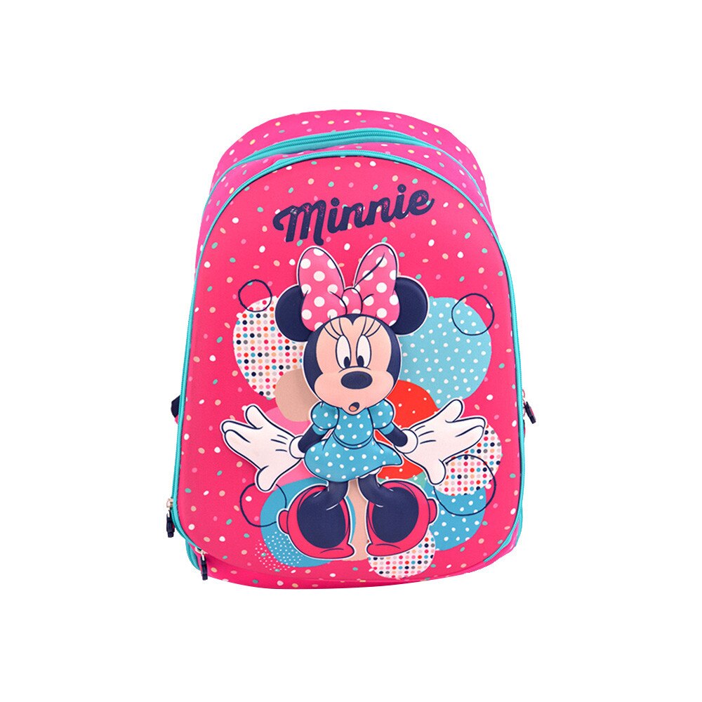 Ghiozdan Clasa 1/4 3D, 2 fermoare Minnie Roz-Dots Color Pigna