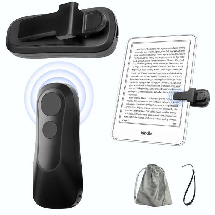 Acropluter® Telecomanda pentru schimbarea paginilor Kindle Paperwhite, Oasis, Kobo eReaders – Controler pentru declansator selfie – Telecomanda pentru schimbarea paginilor pe iPad si tablete pentru citirea romanelor – Ideal pentru accesorii Kindle