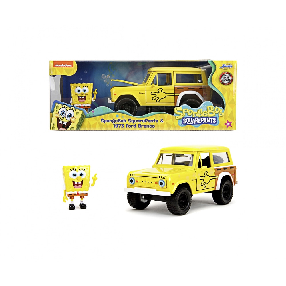 Macheta Ford Bronco 1973 si figurina SpongeBob - 1/24 Jada - eMAG.ro