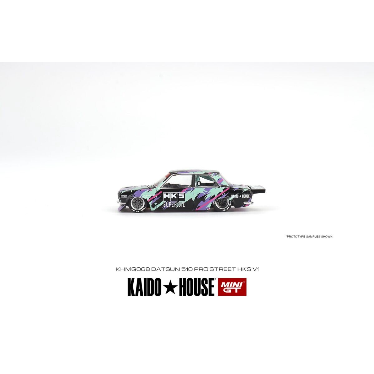 Macheta auto Kaido House Datsun 510 Pro Street Hks V1 1:64 Mini Gt
