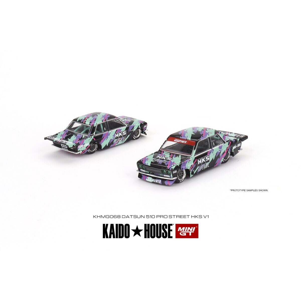 Macheta auto Kaido House Datsun 510 Pro Street Hks V1 1:64 Mini Gt