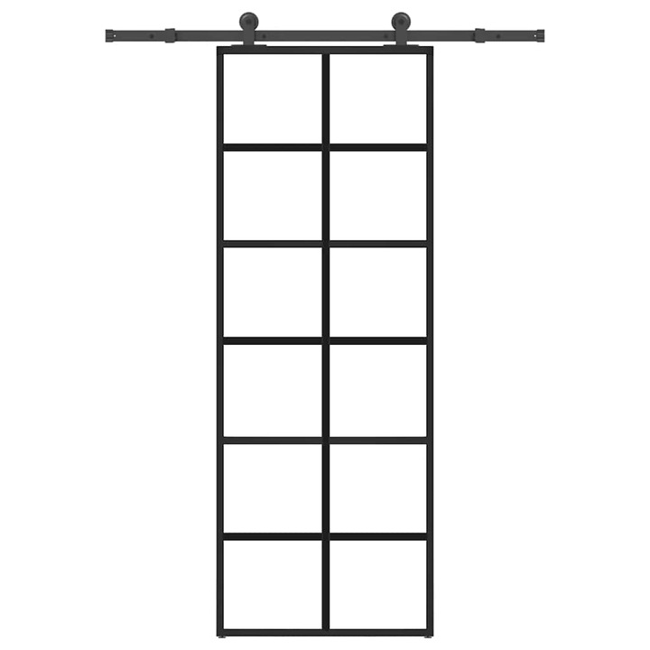 Usa glisanta cu set feronerie vidaXL, 76x205 cm, sticla ESG/aluminiu, 25.14 Kg 3332839