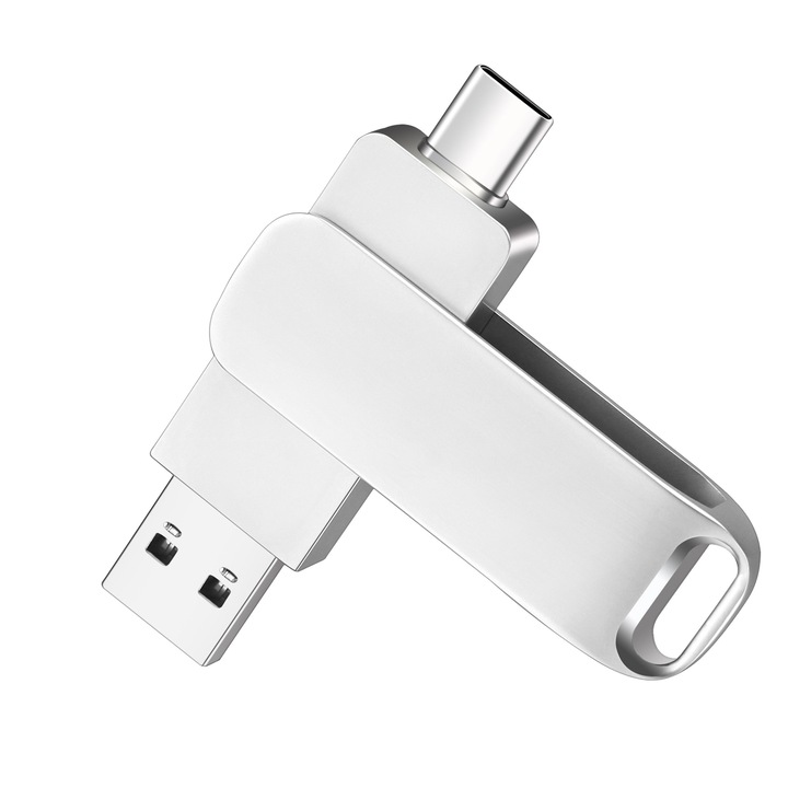 USB flash meghajtó, fém forgás, nagy sebességű USB flash meghajtó, nagy kapacitású 128g, USB 3.2 Type-c flash meghajtó, kettős felhasználású USB flash meghajtó számítógépekhez és mobiltelefonokhoz