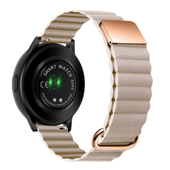 Curea din piele ecologica compatibila cu Huawei Watch GT4 41mm, GT5 41mm, GT5 Pro 42mm, GT 4 5, bej, 18mm