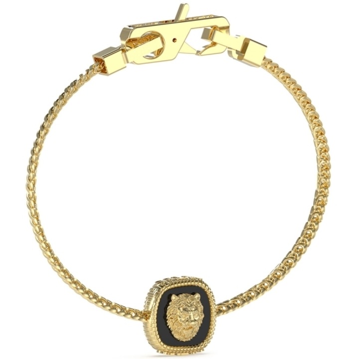 Bratara Guess Lion King cu onix JUMB04010JWYGBK-S, Auriu