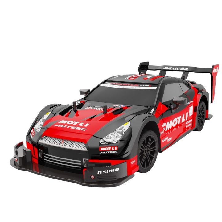 RC количка 4WD, 2.4G, дрифт количка, 30 км/ч, LED светлини, сменяеми гуми, 1:16, черна и червена