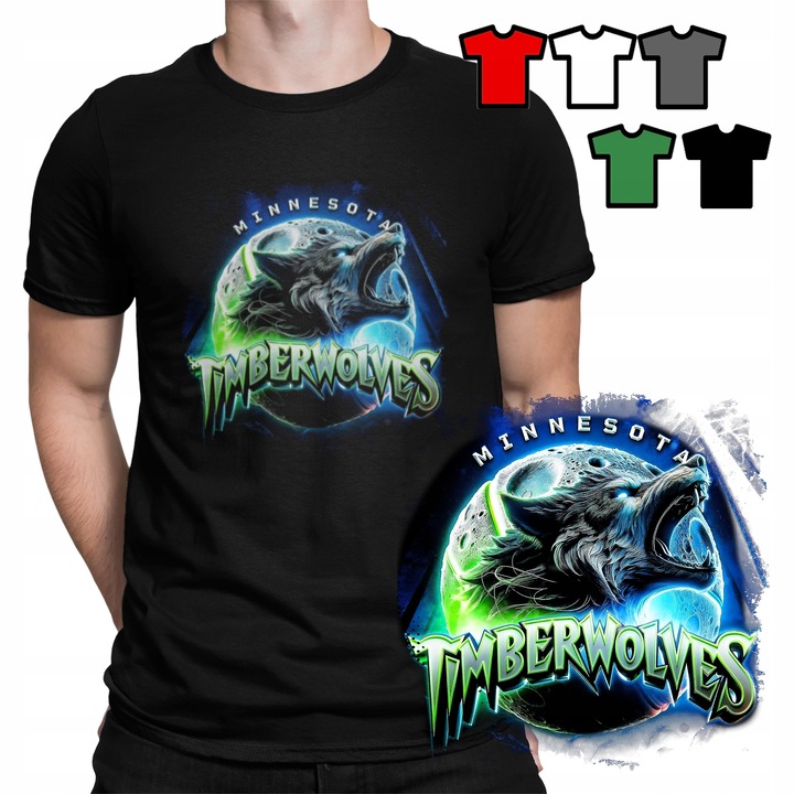 Tricou sport barbati, imprimeu Minnesota Timberwolves NBA BASKETBALL , negru multicolor, bumbac