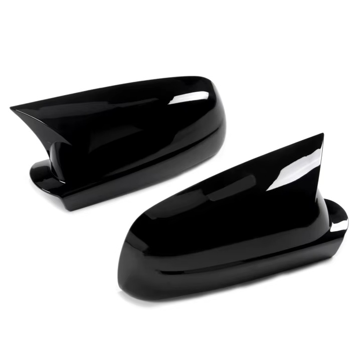 Set 2 Capace oglinzi egale pentru Golf 4, Bora, Passat B5, tip Batman Radus®, negru lucios