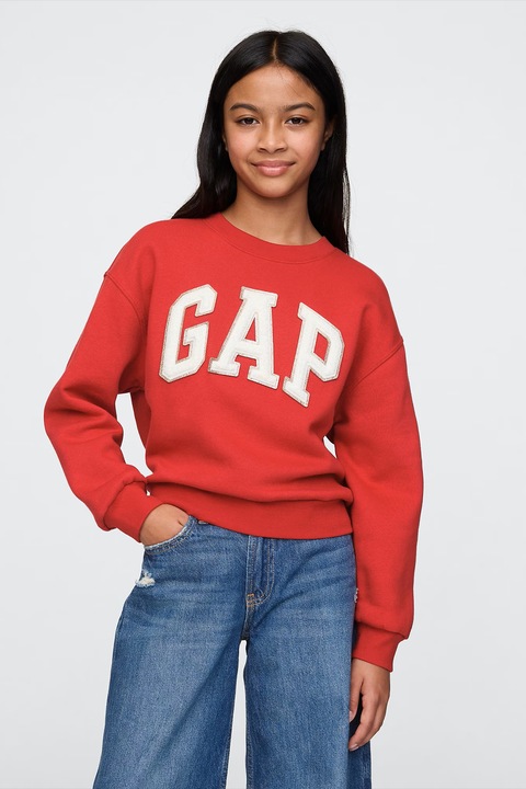 GAP, Bluza de trening cu aplicatie logo, Rosu, Alb, 120 CM