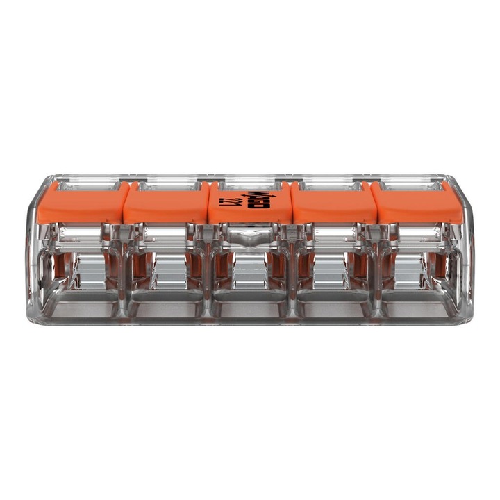 5 db 221-415 csatlakozókapcsos készlet, minden típusú vezetékhez 5x max 4mm Wago