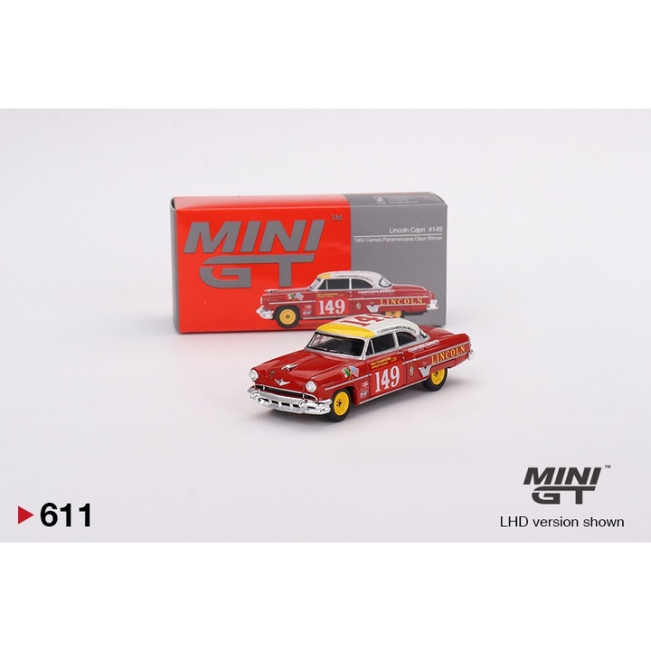 Modell autó Lincoln capri #149 Carrera Panamericana osztálygyőztes 1954 1:64 Mini GT MGT611