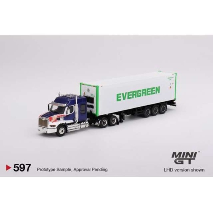 Camion Western Star 49x with Container Evergreen 1:64 Mini GT MGT597