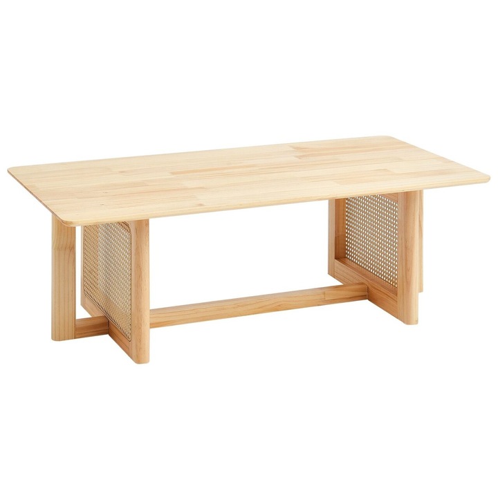 Маса за кафе, дърво/PE ратан, правоъгълна, 1200 x 600 x 400 mm, кафява