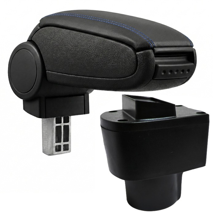 Cotiera pentru Dacia Duster 1 HS (04.2010-2017), marca AVR®, negru, capac piele ecologica cu cusatura albastra