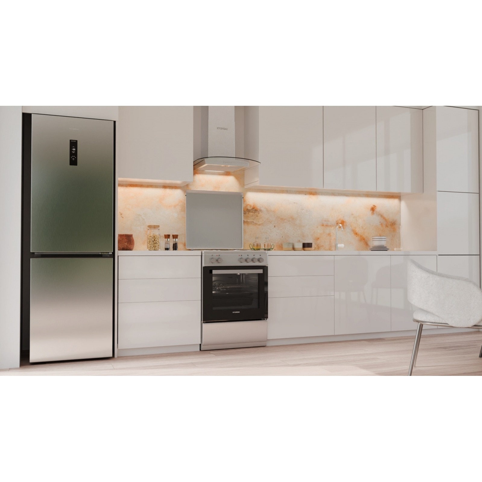 Aragaz electric Hyundai HCMU24V-7260E/S, clasa A, 4 zone de gatit, capacitate 69lt, argintiu