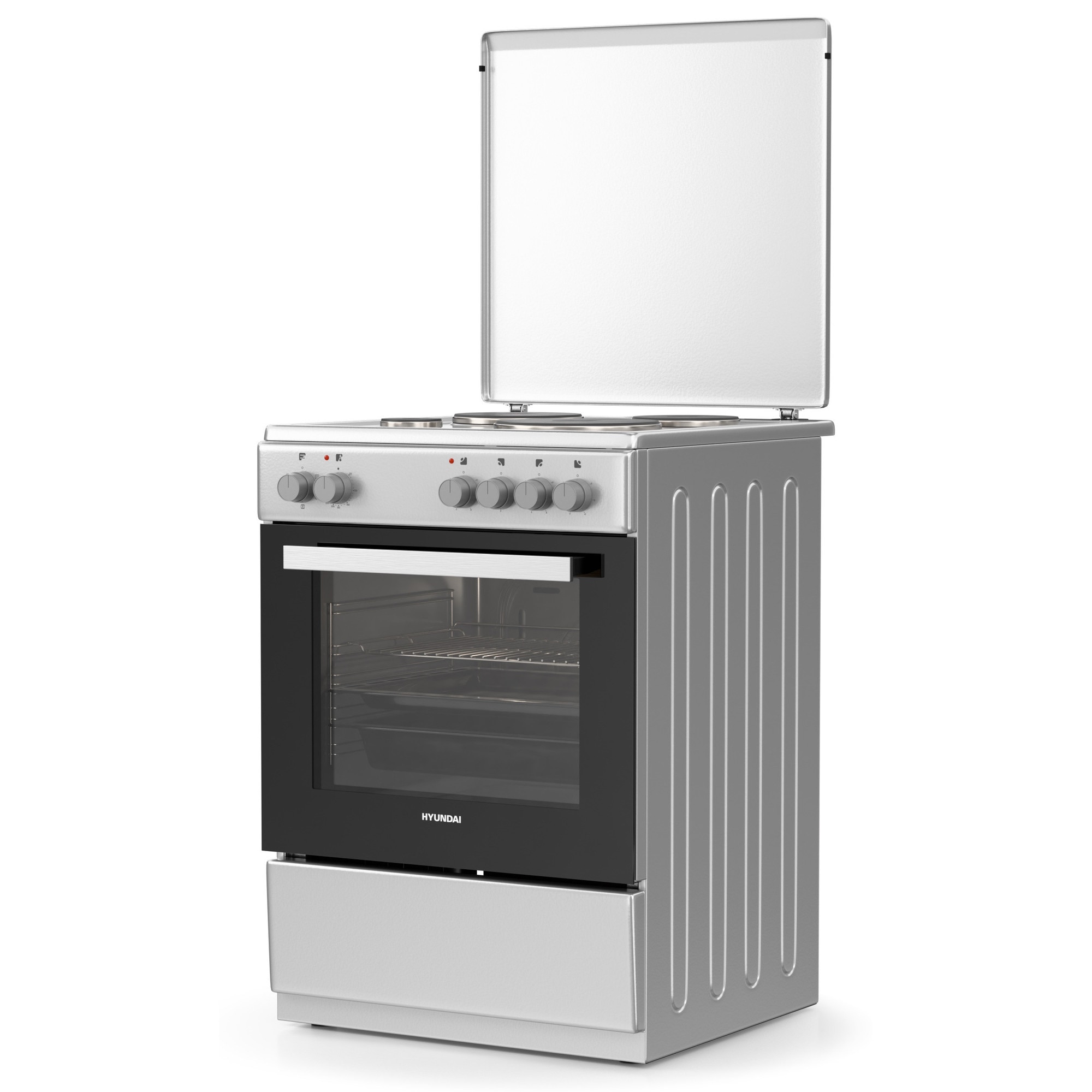 Aragaz electric Hyundai HCMU24V-7260E/S, clasa A, 4 zone de gatit, capacitate 69lt, argintiu