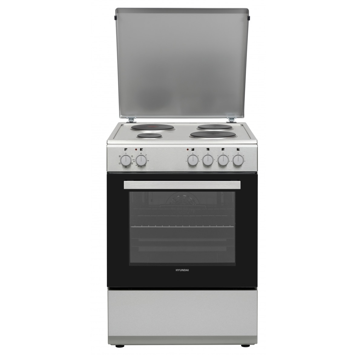 Aragaz electric Hyundai HCMU24V-7260E/S, clasa A, 4 zone de gatit, capacitate 69lt, argintiu
