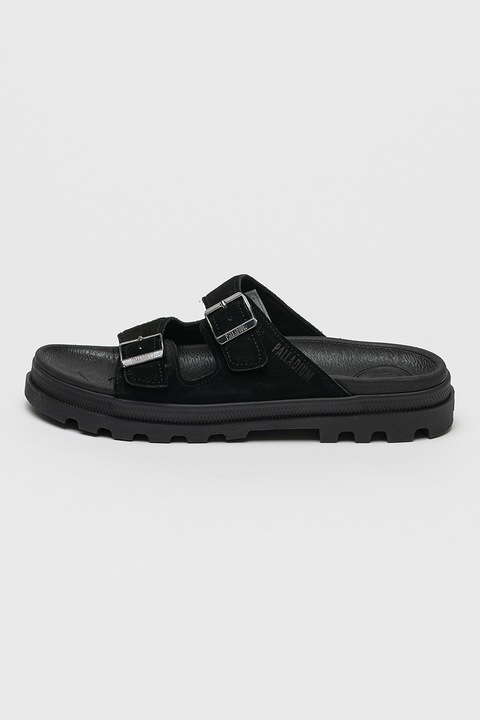 Palladium, Papuci unisex din piele intoarsa cu catarama Dunelite Riviera, Negru, 44
