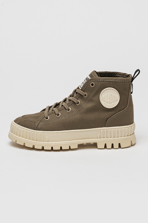 Palladium, Pantofi sport din material textil Pallashock Organic 2, Alb fildes/Kaki, 37