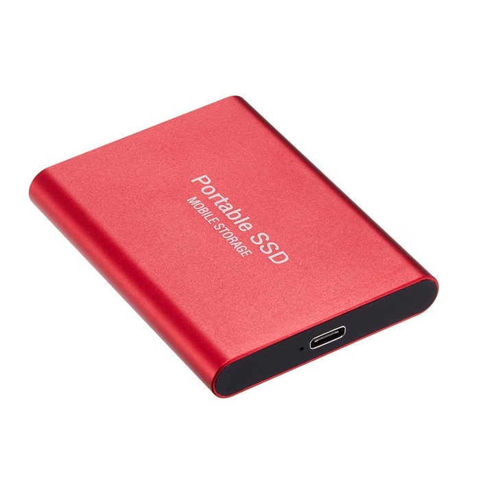Външен хард диск, 1TB, преносим, метален, USB 3.1 тип C, червен