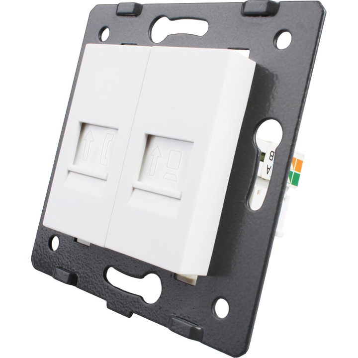 Двоен контакт LIVOLO, VL-C7-1TC-11, Телефон/Компютър, Бял